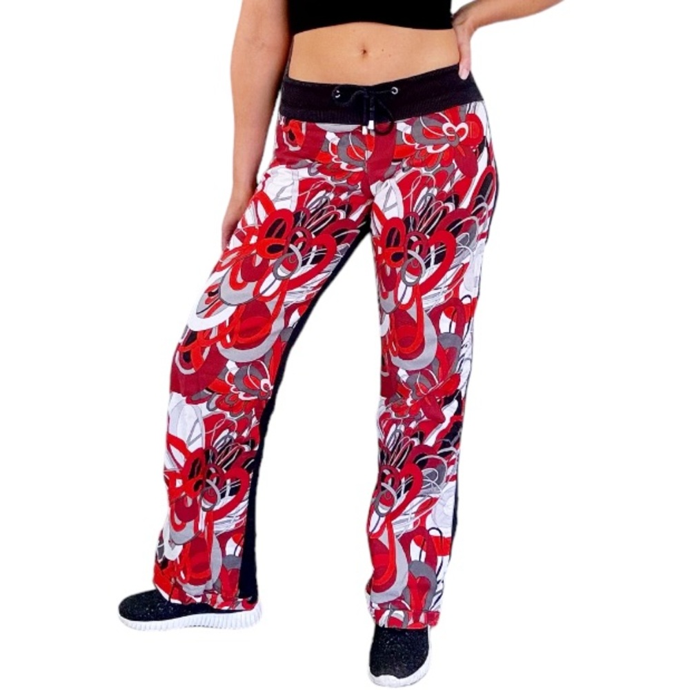 Nilla Shields Y2K vintage red floral low rise flare leg sweatpants size small